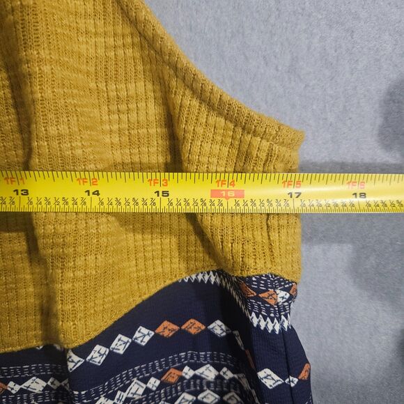 THML Ribbed Top M Peplum Long Flowy Geometric Print Halter Boho Indi Hippie - Picture 7 of 7